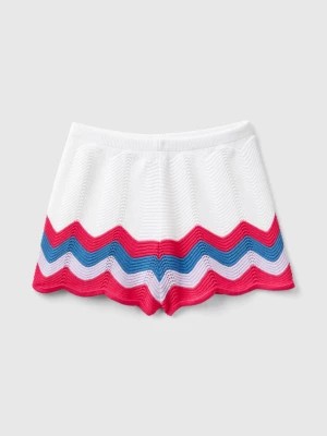 Zdjęcie produktu Benetton, Shorts With Wavy Pattern, size XL, White, Kids United Colors of Benetton