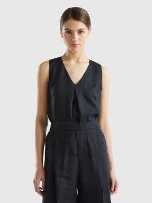 Zdjęcie produktu Benetton, Sleeveless Blouse In Pure Linen, size M, Black, Women United Colors of Benetton