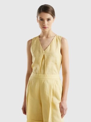 Zdjęcie produktu Benetton, Sleeveless Blouse In Pure Linen, size XXS, Yellow, Women United Colors of Benetton