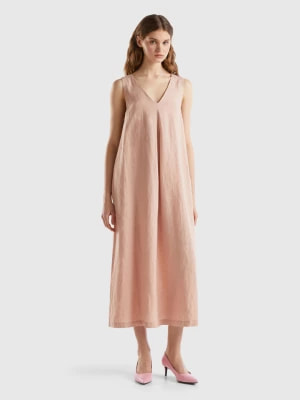 Zdjęcie produktu Benetton, Sleeveless Dress In Pure Linen, size XXS, Nude, Women United Colors of Benetton