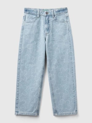 Zdjęcie produktu Benetton, Straight Fit Jeans With Flowers, size M, Sky Blue, Kids United Colors of Benetton
