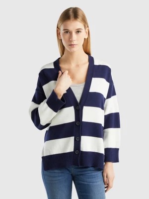 Zdjęcie produktu Benetton, Striped Cardigan In Tricot Cotton, size XS, Dark Blue, Women United Colors of Benetton