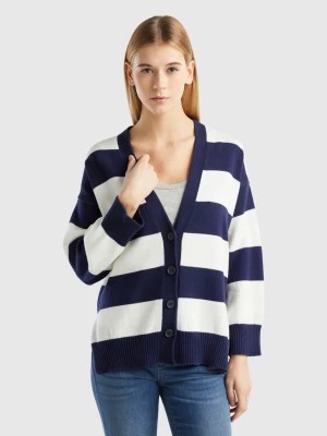Zdjęcie produktu Benetton, Striped Cardigan In Tricot Cotton, size XXS, Dark Blue, Women United Colors of Benetton