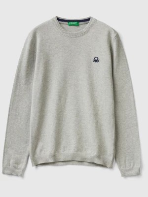 Zdjęcie produktu Benetton, Sweater In Pure Cotton With Logo, size L, Light Gray, Kids United Colors of Benetton