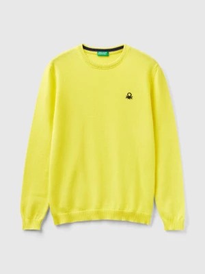 Zdjęcie produktu Benetton, Sweater In Pure Cotton With Logo, size L, Yellow, Kids United Colors of Benetton