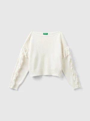Zdjęcie produktu Benetton, Sweater With Fringe, size 3XL, Creamy White, Kids United Colors of Benetton