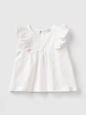 Zdjęcie produktu Benetton, T-shirt In Linen Blend With Ruffles, size 50, White, Kids United Colors of Benetton