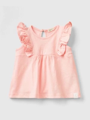Zdjęcie produktu Benetton, T-shirt In Linen Blend With Ruffles, size 62, Pink, Kids United Colors of Benetton