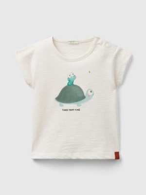Zdjęcie produktu Benetton, T-shirt With Animal Print, size 68, Creamy White, Kids United Colors of Benetton