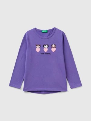 Zdjęcie produktu Benetton, T-shirt With Embroidery And Appliques, size 90, Violet, Kids United Colors of Benetton
