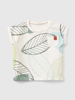 Zdjęcie produktu Benetton, T-shirt With Exotic Print, size 50, Creamy White, Kids United Colors of Benetton