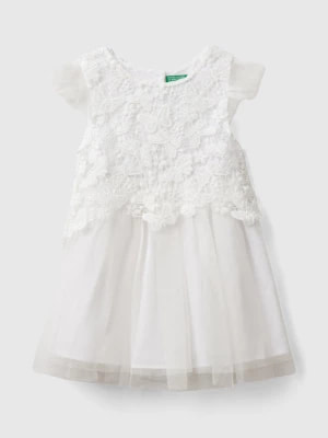 Zdjęcie produktu Benetton, Tulle And Macramé Dress, size 90, White, Kids United Colors of Benetton