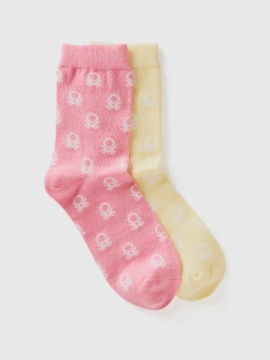 Zdjęcie produktu Benetton, Two Pairs Of Long Yellow And Pink Socks, size 30-34, Multi-color, Kids United Colors of Benetton