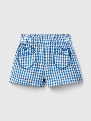 Zdjęcie produktu Benetton, Vichy Bermuda Shorts With Fruit Pockets, size 110, Blue, Kids United Colors of Benetton