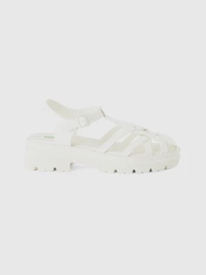 Zdjęcie produktu Benetton, White Sandals With Crisscrossed Straps, size 35, Creamy White, Women United Colors of Benetton