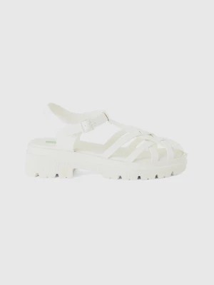 Zdjęcie produktu Benetton, White Sandals With Crisscrossed Straps, size 39, Creamy White, Women United Colors of Benetton