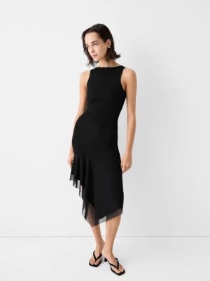 Zdjęcie produktu Bershka Asymetryczna Sukienka Średniej Długości Z Tiulu Kobieta Czarny