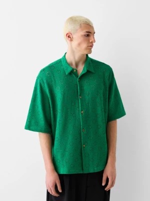 Zdjęcie produktu Bershka Ażurowa Koszula Z Krótkim Rękawem Mężczyzna Zielony