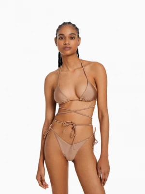 Zdjęcie produktu Bershka Błyszczące Figi Od Bikini Kobieta Brązowy