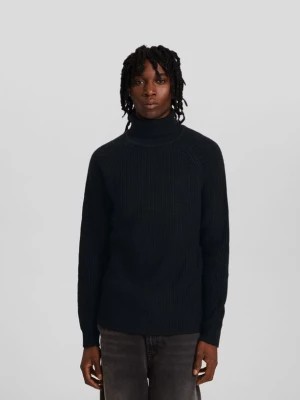 Zdjęcie produktu Bershka Gruby Sweter Z Golfem Z Materiału O Fakturze Flauszu Mężczyzna Czarny