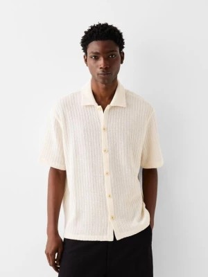 Zdjęcie produktu Bershka Koszula Strukturalna Z Krótkim Rękawem Mężczyzna Biały Złamany
