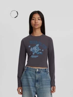 Zdjęcie produktu Bershka Koszulka Z Długim Rękawem I Nadrukiem Atomówek Kobieta Ciemnoszary
