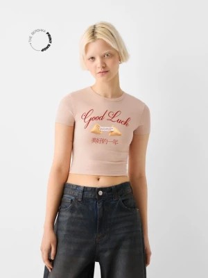 Zdjęcie produktu Bershka Koszulka Z Krótkim Rękawem I Nadrukiem Kobieta Różowy