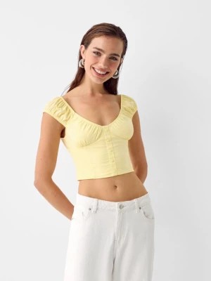Zdjęcie produktu Bershka Krótka Koszula Z Zapięciem Na Guziki Kobieta Żółty