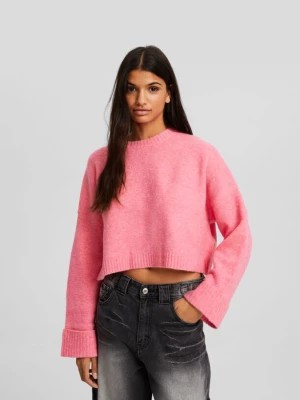 Zdjęcie produktu Bershka Krótki Sweter Z Okrągłym Dekoltem Kobieta Różowy