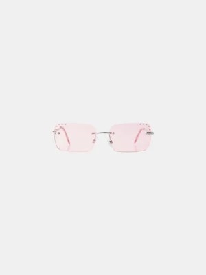 Zdjęcie produktu Bershka Okulary Przeciwsłoneczne Z Cyrkoniami Kobieta Różowy