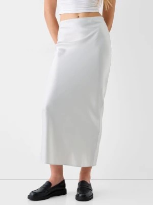 Zdjęcie produktu Bershka Satynowa Spódnica Średniej Długości Kobieta Srebrny
