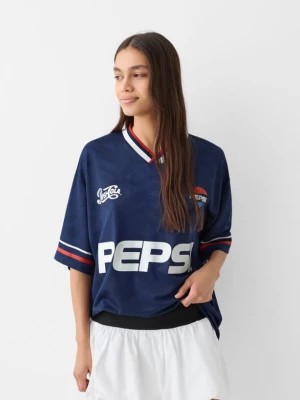 Zdjęcie produktu Bershka Sportowa Koszulka Pepsi Z Krótkim Rękawem Kobieta Granatowy