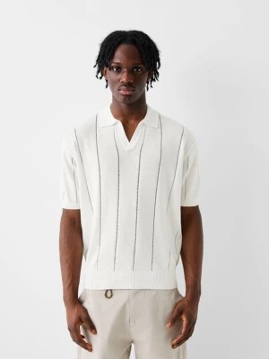 Zdjęcie produktu Bershka Strukturalna Koszulka Polo Z Krótkim Rękawem Mężczyzna Biały