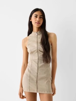 Zdjęcie produktu Bershka Sukienka Comfort Mini Bez Rękawów Z Suwakiem Kobieta Wielbłądzi