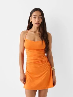 Zdjęcie produktu Bershka Sukienka Mini Z Drapowaniem Kobieta Pomarańczowy