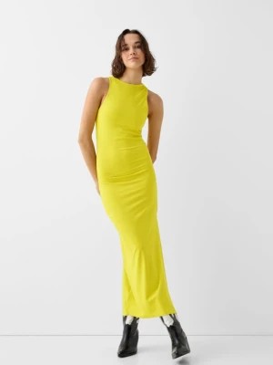 Zdjęcie produktu Bershka Sukienka Średniej Długości Bez Rękawów Z Marszczeniem Kobieta Cytrynowy