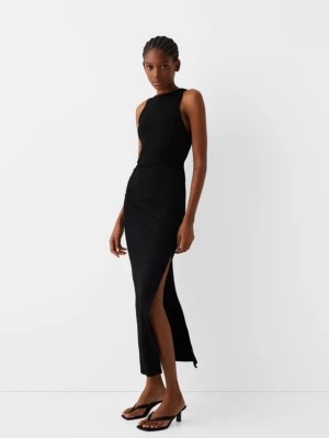 Zdjęcie produktu Bershka Sukienka Średniej Długości Bez Rękawów Z Marszczeniem Kobieta Czarny