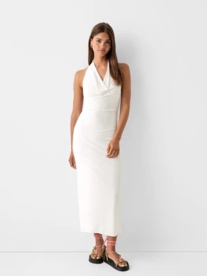 Zdjęcie produktu Bershka Sukienka Średniej Długości Z Dekoltem Halter Kobieta Biały Złamany