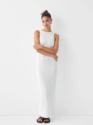 Zdjęcie produktu Bershka Sukienka Średniej Długości Z Odkrytymi Plecami Kobieta Biały