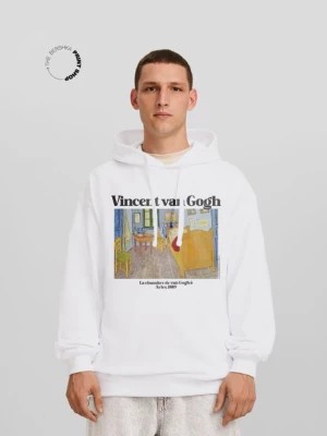 Zdjęcie produktu Bershka Vincent Van Gogh – Bluza Oversize Z Kapturem I Nadrukiem Mężczyzna Biały