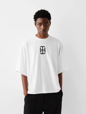 Zdjęcie produktu Bershka Wzorzysta Koszulka Oversize Z Krótkim Rękawem Mężczyzna Biały
