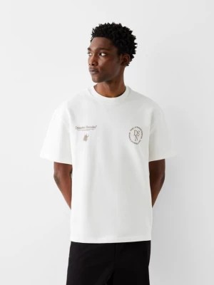 Zdjęcie produktu Bershka Wzorzysta Koszulka Pluszowa Z Krótkim Rękawem Mężczyzna Biały