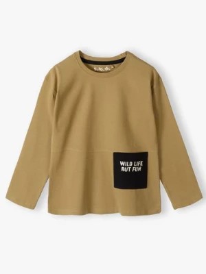Zdjęcie produktu Beżowa bluzka oversize dla chłopca z bawełny - Wild life but fun 5.10.15.