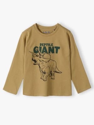 Zdjęcie produktu Beżowa bluzka z dinozaurem dla chłopca - długi rękaw 5.10.15.
