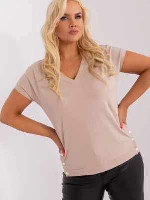 Zdjęcie produktu Beżowa damska bluzka plus size z bawełny RELEVANCE
