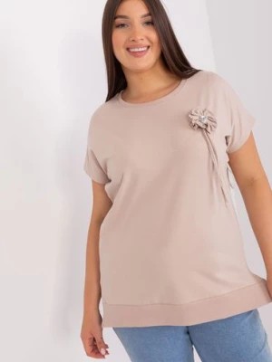 Zdjęcie produktu Beżowa damska bluzka plus size z krótkim rękawem RELEVANCE