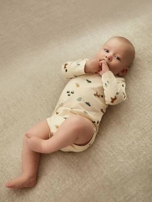 Zdjęcie produktu Beżowe body niemowlęce z długim rękawem z nadrukiem koni 5.10.15.