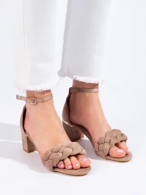 Zdjęcie produktu Beżowe damskie sandały na słupku Shelvt