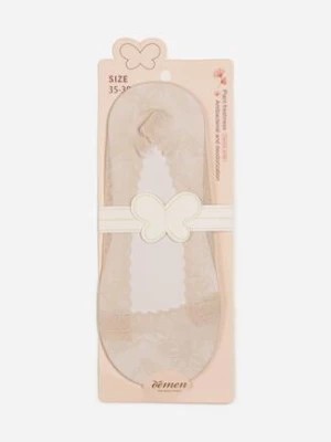 Zdjęcie produktu Beżowe Skarpety Stopki z Ozdobnym Wzorem w Kwiaty Uniana