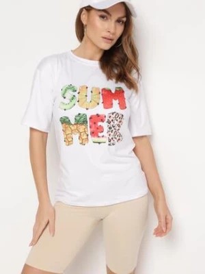 Zdjęcie produktu Beżowo-Biały Komplet z T-shirtem i Szortami Typu Kolarki Tiimavee